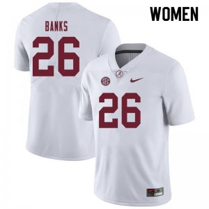 NCAA Women's Alabama Crimson Tide #26 Marcus Banks Stitched College 2019 Nike Authentic White Football Jersey QL17P43QI
